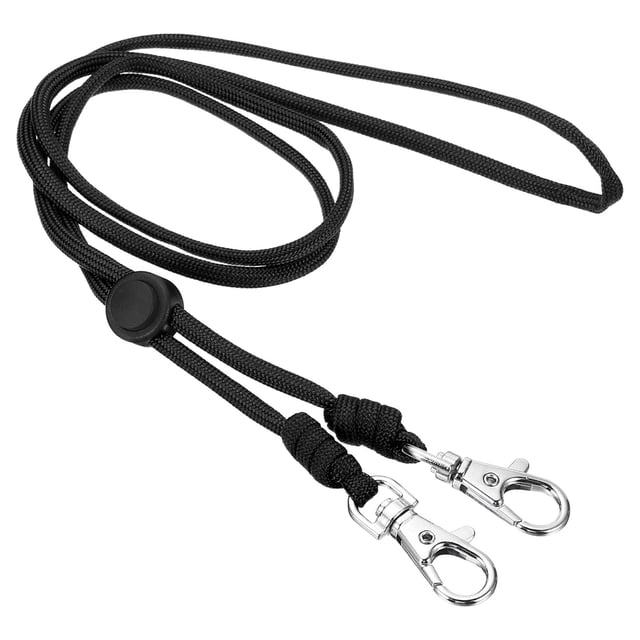 Unique Bargains Lanière de Cou avec 2 Crochets Pivotants Lanières de Badge Sangle Réglable Porte-Clés Noir