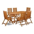 thumbnail image 1 of Pemberly Row Traditional 7-piece Wood Patio Furniture Set in Natural Oil, 1 of 6