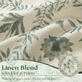 thumbnail image 3 of Green Floral Linen Curtains 72 Inch Length 2 Panels Set Patterned Semi Sheer Curtains Living Room Bedroom Back Tab Greyish Green Modern Farmhouse Boho Cottage Core Cabin Window Drapes 72 Inches Long, 3 of 8