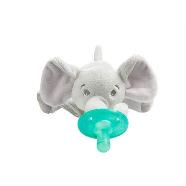 Philips AVENT Soothie Snuggle Pacifier Holder with Detachable Pacifier, 0m , Elephant, SCF347/03- 1 Count (Pack of 1)