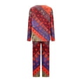 thumbnail image 5 of ZHUGeLI Pajamas For Women Two Piece Set Comfy Long Sleeve Loungewear Casual Striped V Neck Sleepwear 2 Piece Lounge Sets, 5 of 5
