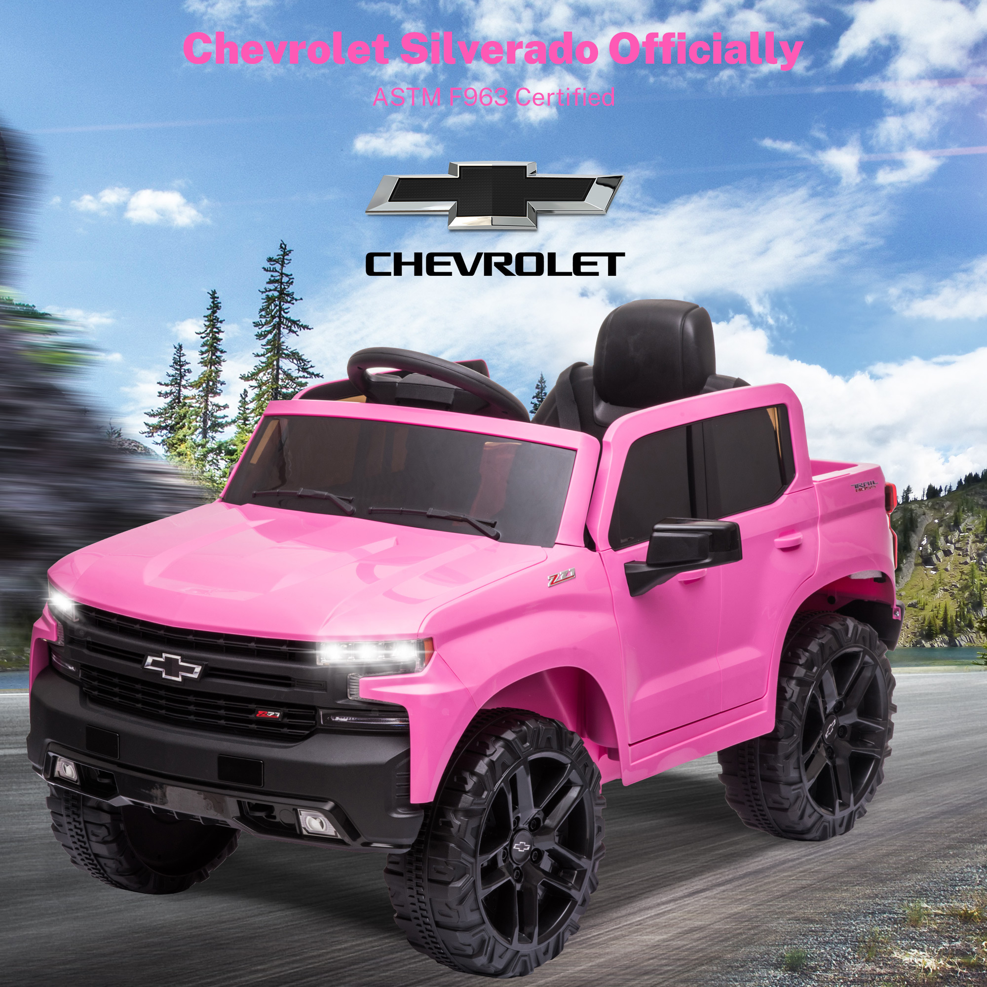 Powered Ride On Licensed Chevrolet, 12V Battery Electric 4 Tries Kids Toys with Remote Control