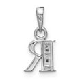 thumbnail image 3 of Finest Gold 14K White Gold Rhodium-plated Diamond Letter R Initial Pendant, 3 of 3