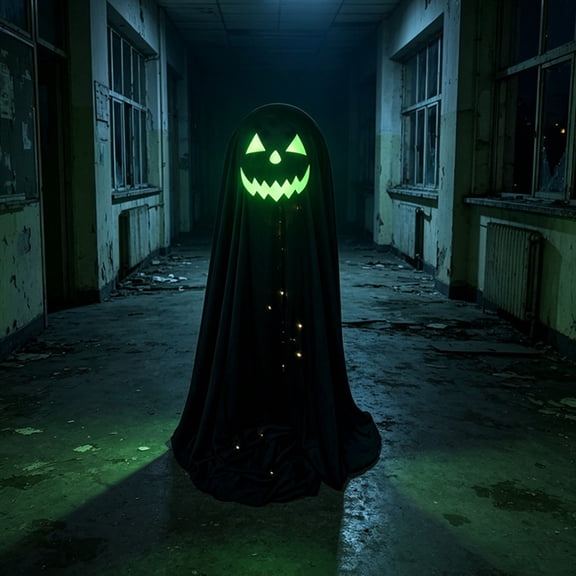 Mskk Halloween Black Ghost Decoration, Light-Up Black Ghost Standing Decor, Glowing Ghost Prop Indoor/Outdoor Decor for Halloween & Haunted House