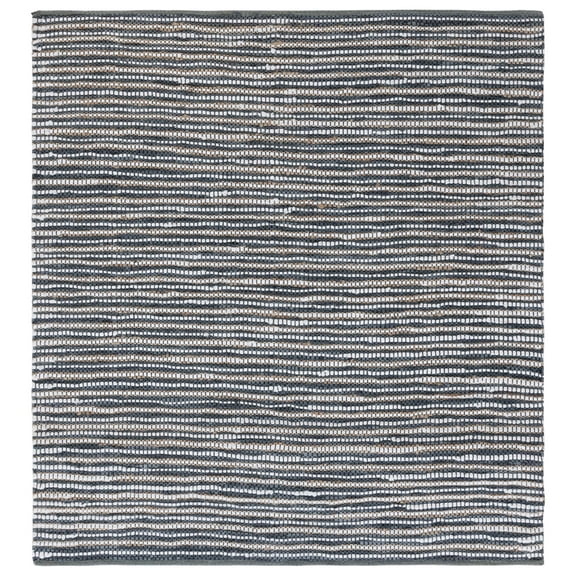 SAFAVIEH Vintage Leather Augustin Striped Area Rug, Dark Grey/Ivory, 6' x 6' Square