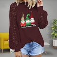 thumbnail image 1 of Pntutb Mujer Impreso Camiseta Suelta Encaje Manga Larga Blusa Cuello Redondo Casual tops Pntutb Pntutb-1756, 1 of 5