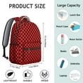 thumbnail image 6 of Black and Red Checkered Backpack for School,Cute School Bag,Schoolbag with Adjustable Shoulder Straps & Padded Back,15.3"x11"x7.1".﻿, 6 of 6