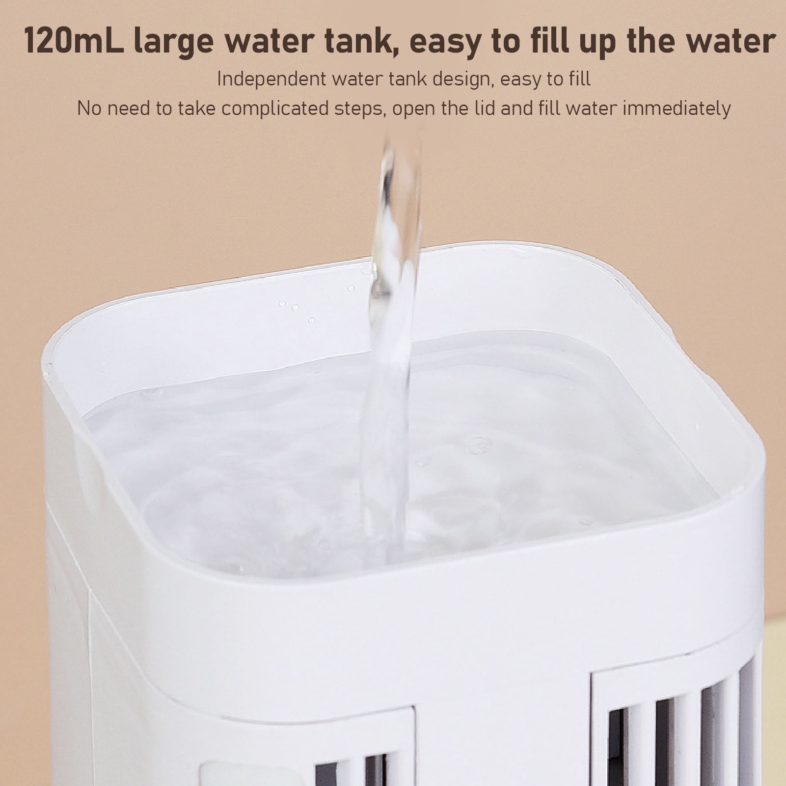 YAHHU Portable Air Conditioner with Light USB Plug 3 Speed Dual Fans Mini Air Cooler 120mL Water Tank Desktop Fan (8.7 inches / 22.1 cm)