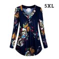 thumbnail image 1 of Smilepp Chemisier Femme Col en V Manches Longues Imprimé Floral, 5TG, Bleu, 1 of 9