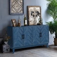 thumbnail image 4 of Sideboard Storage Cabinet with 4 Doors Adjustable Shelf Freestanding Wooden Lacquer Decorative Buffet Cabinet for Living Room Kitchen(Blue), 4 of 9