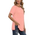 thumbnail image 3 of T-Shirts pour Femmes Manches Courtes Col Rond Hauts Basiques Unis, 3 of 5