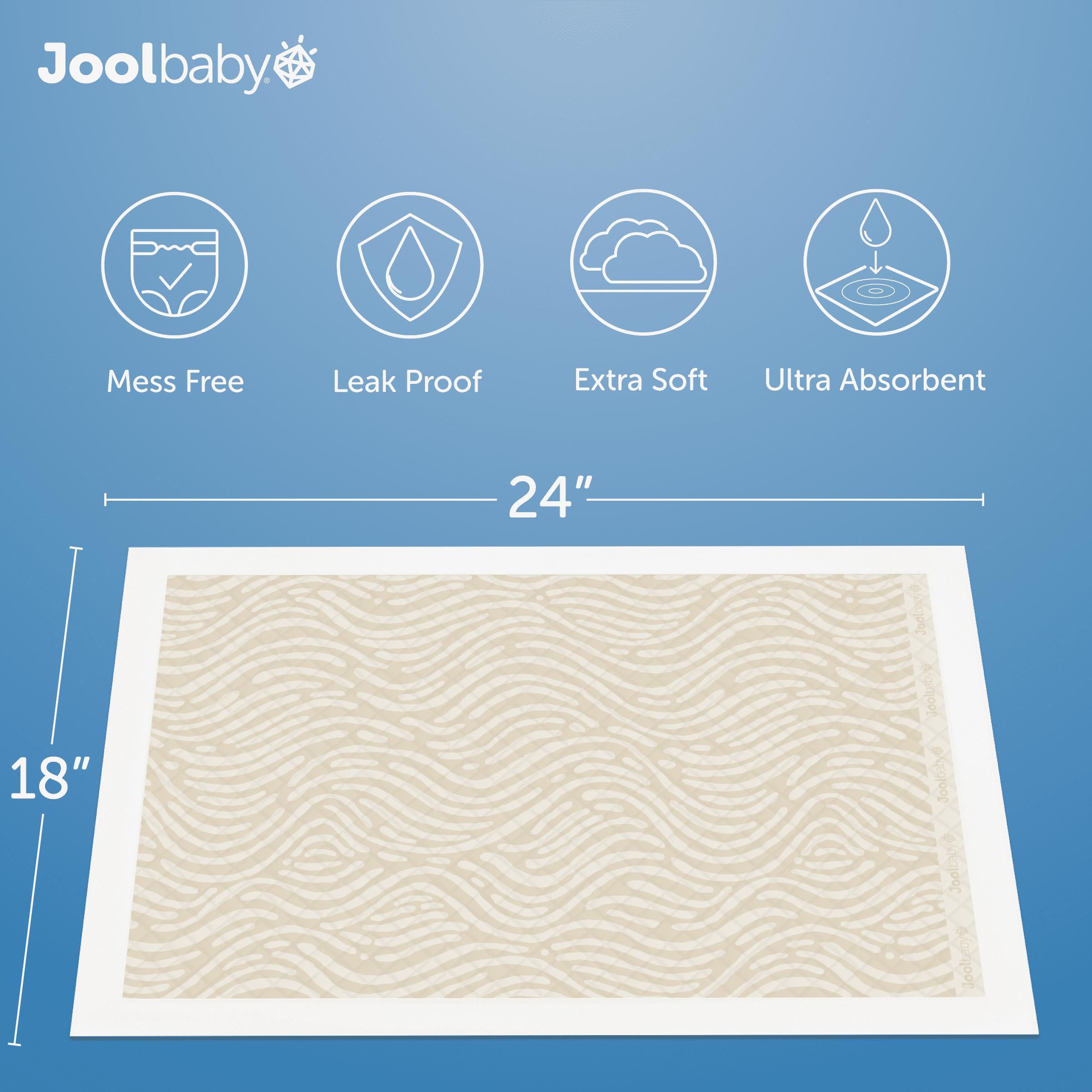 Jool Baby Disposable Changing Pad Liners (50 Count) - Ultra-Absorbent & Leakproof