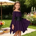 thumbnail image 5 of Kids Girls Pirate Dress Bell Sleeves Dresses for Girls with Corset Belt Handkerchief Hem Pirate Themed Party Outfits, 5 of 7