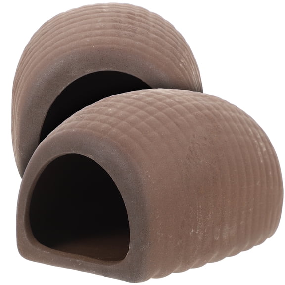 2 Pcs Ceramic Aquarium Fish Tank Shelter Betta Fish Cave Reptile Habitat Desktop Decoration Accessories