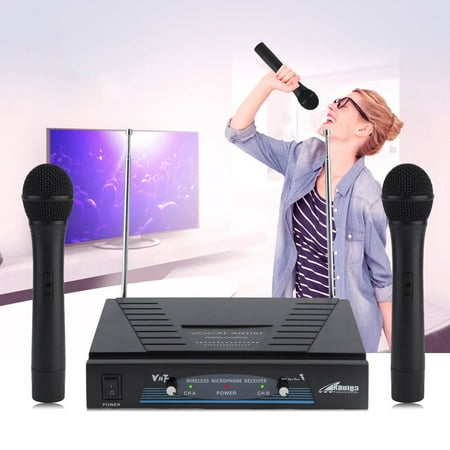 RADIGS Wireless Dual HandHeld Microphone Mic System For Outdoor Wedding Conference Karaoke Evening Party RWM1201VH VHF