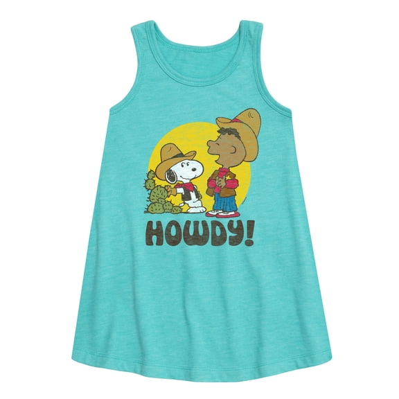 Peanuts - Franklin And Snoopy Howdy - Toddler & Youth Girls A-line Dress