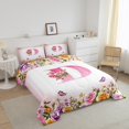 thumbnail image 3 of Erosebridal Letter Initial Bedding King Comforter Set,Monogrammed Personalized Bedding Sets King with Comforter,Flower Decor,Reversible,Super Cozy,3 Pieces, 3 of 8