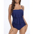 thumbnail image 2 of Firpearl Women's Bandeau One Piece Swimsuit Layered Ruffle Swimwear Flounce Bathing Suit, 2 of 6