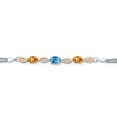 thumbnail image 2 of 925 Silver and 10K Yellow Gold Swiss Blue Topaz and Yellow Sapphire and White Lab Grown Diamond Bracelet for Women (2.29 Cttw, November Birthstone, Oval Checkerboard, Wheat Chain, 6.5 inches), 2 of 5