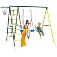 thumbnail image 1 of Outsunny 4 in 1 Swing Set for Kids 3-8 Years Backyard Outdoor, Yellow, 1 of 10