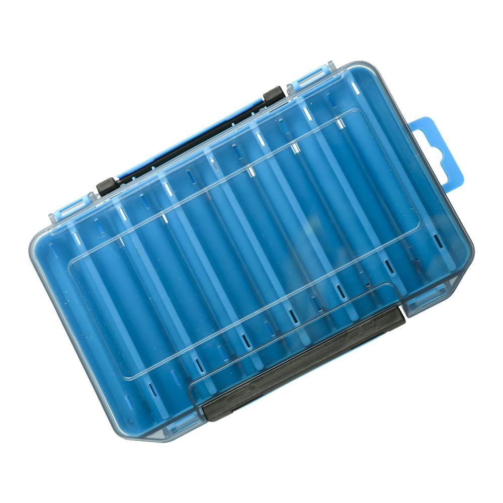 Double Sided Fishing Lure Bait Tackle Storage Box Plastic Case 14 Compartments 