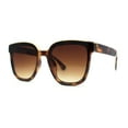 thumbnail image 3 of Womens Metal Brow Line Inset Lens Horn Rim Fashion Sunglasses Tortoise Brown, 3 of 5