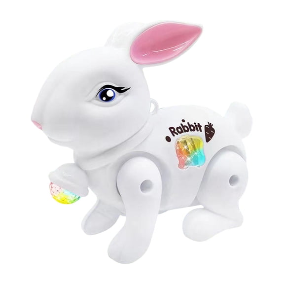 Almencla Electric Pet Toy Electronic Interactive Toy Sound Effect Electric Walking Rabbit Toy for Early Education Party Favor Crawling White