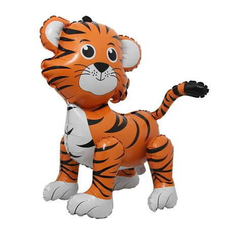 4D Walking Balloons Animal Foil Balloon Lion Panda Alpaca Turtle Cow Horse hippo leopard Ballon Jungle Forest Zoo Theme Baby Shower Birthday Party SuppliesREMCR(4D Tiger)