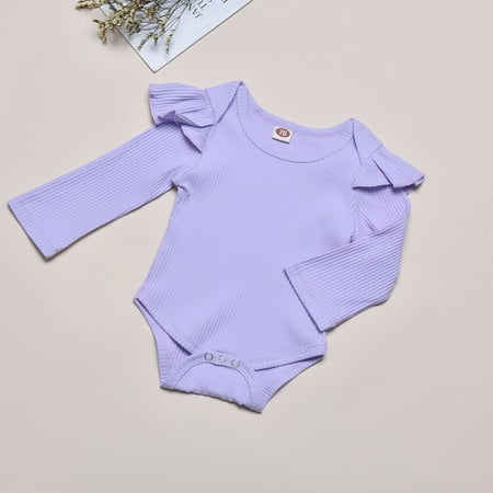 

Quealent Baby Rompers Baby Rompers Infant Baby Boy Girl Romper Long Sleeve Stripe Print Triangle Jumpsuits with Pocket Fall Winter Clothes Purple 12-18 Months