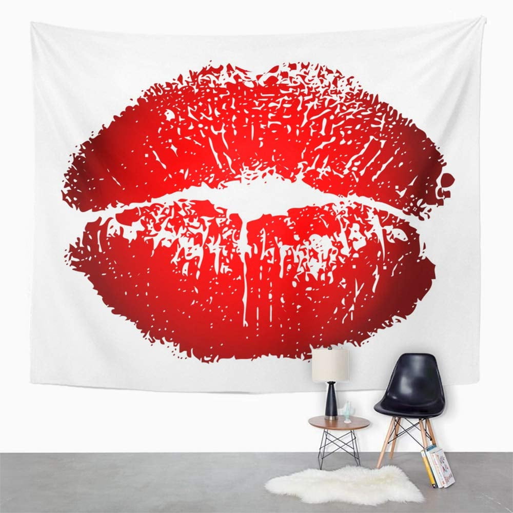 JSDART Red Sex Kiss Silhouette Lipstick Erotica Sexy Shiny Human Wall Art Hanging Tapestry Home Decor for Living Room Bedroom Dorm 60x80 inch Walmart
