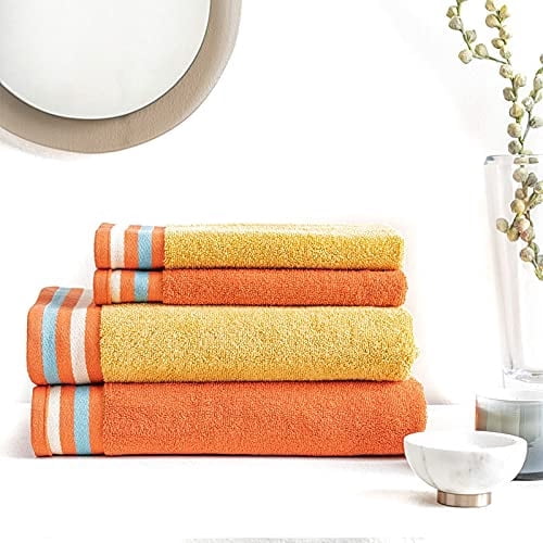 DDecor Pack of 4 Towels | 500 GSM | Plain Dyed 2 Bath Towels and 2 Hand Towels Set for Gifting | Multicolor
