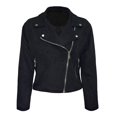 thumbnail image 1 of Chamarra George para Mujer, con Cierre Cruzado Textura Suade Negro Talla CH, 1 of 4