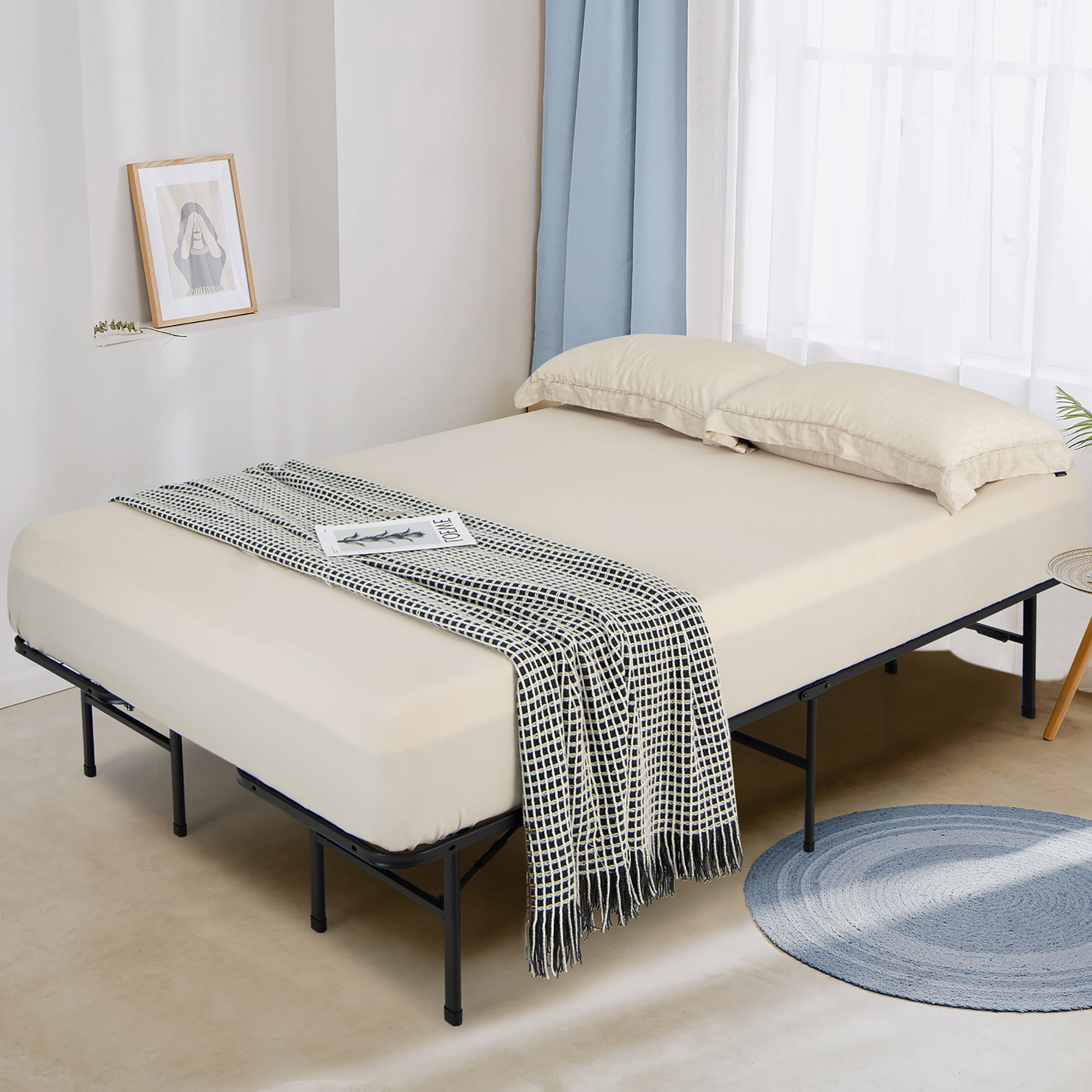 Costway Queen King Folding Metal Platform Bed Frame 13 Inch Mattress Foundation 660 LBS Walmart