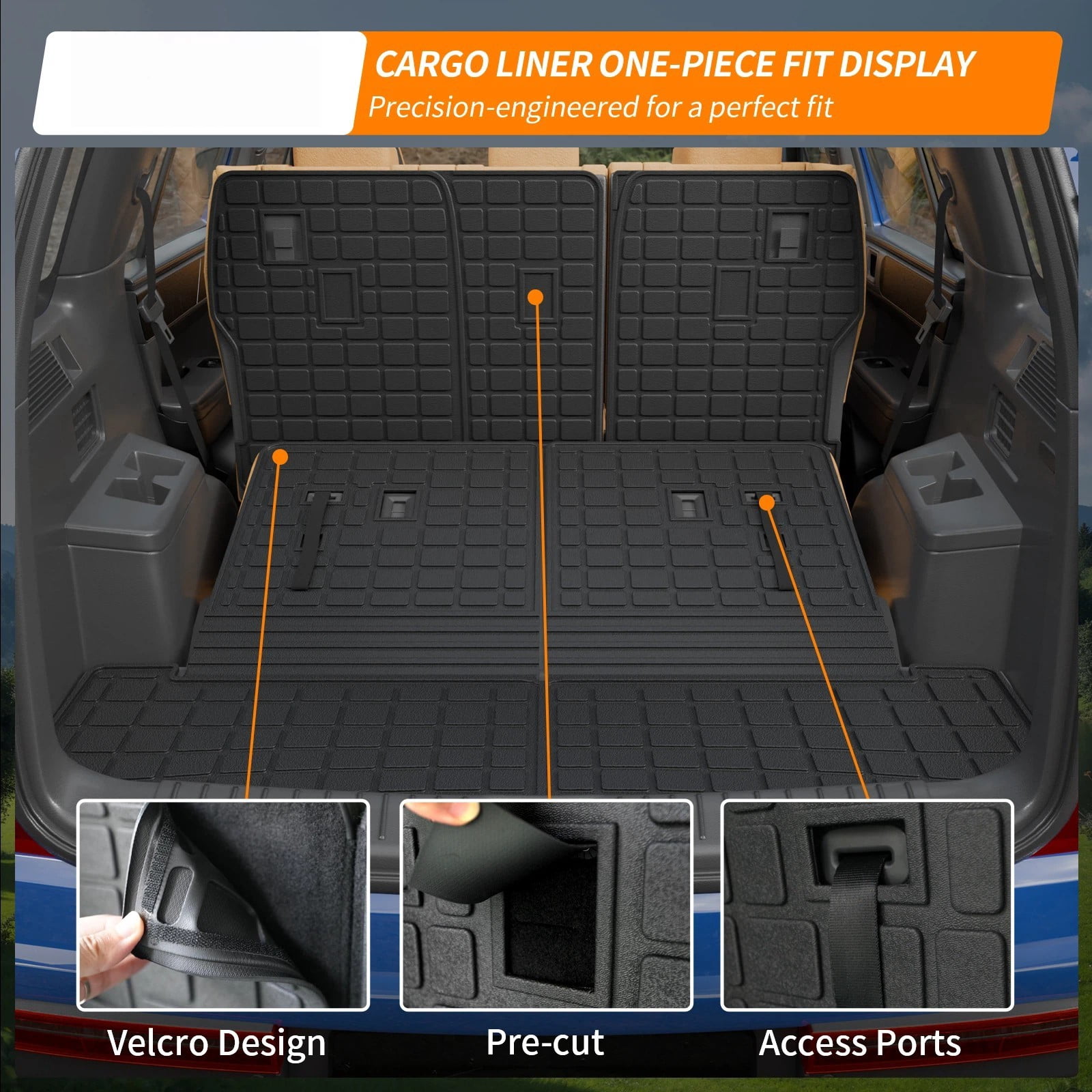 Bomely Floor Mats for 2024 2025 2026 Hyundai Santa Fe 6&7 Seats Fit Gas&Hybrid Cargo Mat