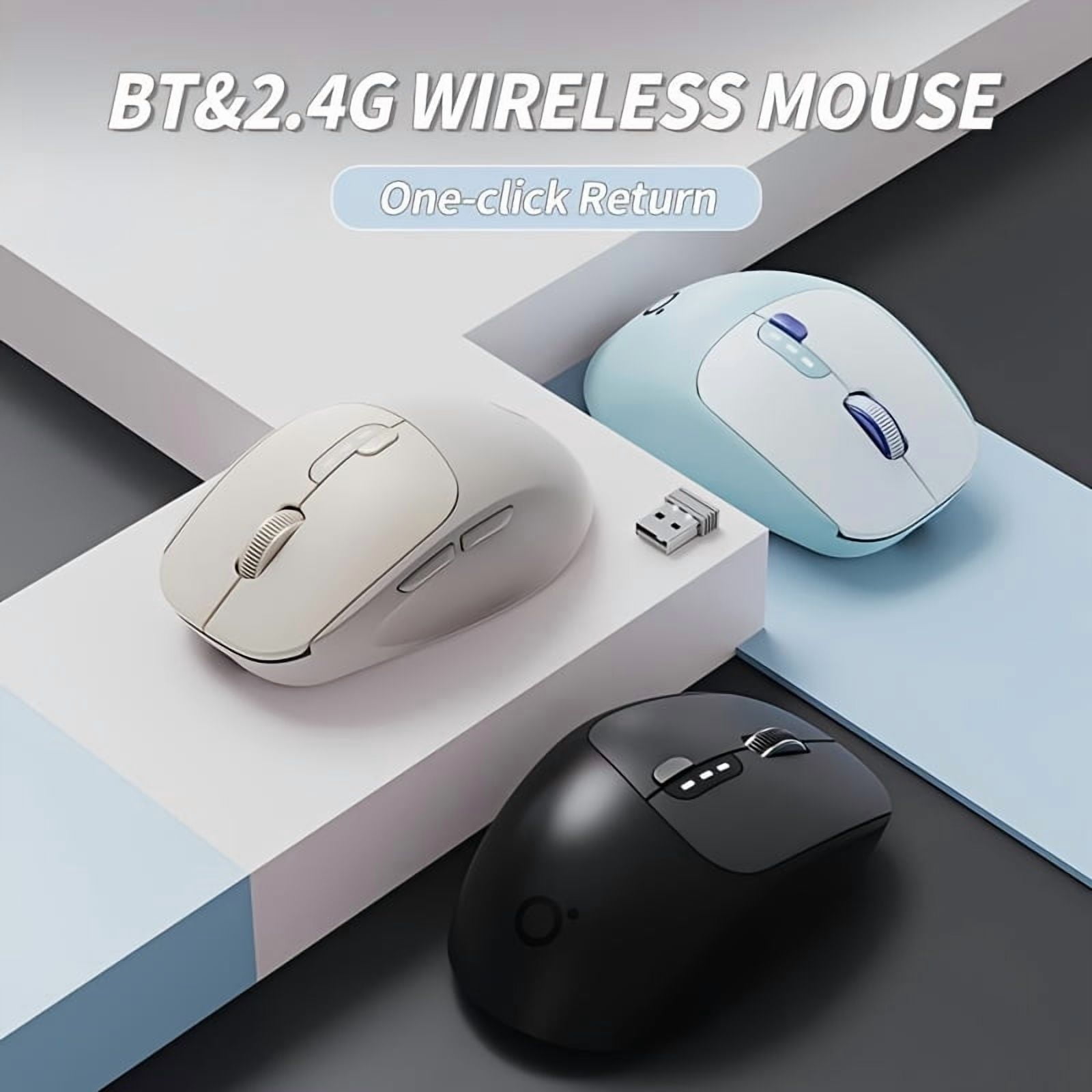 Mini ambidextrous optical wireless mouse, rechargeable 2.4G+Bluetooth, silent one-click rebound, Type-C charging, suitable for office, gaming, home, laptops and desktops, compatible with Windows 10,