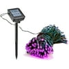 39 Foot Solar Powered Outdoor Christmas Holiday String Lights with 100 Pink LED