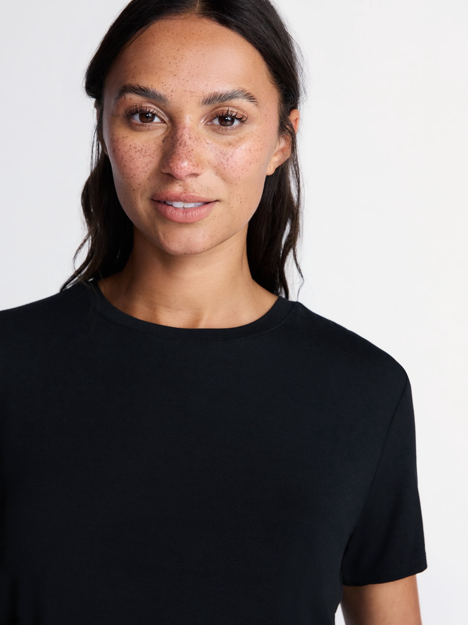 Time and Tru Women's Draped Boxy Tee with Short Sleeves, Sizes XS-XXXL