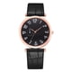 thumbnail image 2 of Elegante reloj de pulsera unisex con correa de cuero, esfera negra y oro rosa, reloj de cuarzo informal grande, 2 of 2