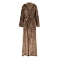 thumbnail image 6 of Frostluinai Long Hooded Robe for Women Flannel Fleece Full Length Bathrobe Winter Warm Pajamas Shower Nightgown with Eye Mask Pocket, 6 of 9