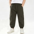 thumbnail image 2 of biudgviw Girls Boys Cargo Pants Toddler Kids Casual Jogger Pants Kids Elastic Waist Cinch Bottom Pants with Pockets(Army Green,6-7 Years), 2 of 7