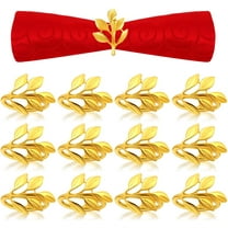 Cheers.US Napkin Rings Set of 12, Leaf Napkin Ring Holders, Bridal Napkins Rings Glossy Napkin Holder Adornment for Vintage Holidays, Dinner Decor Favor