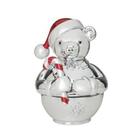 Silver Plated Teddy - Reed & Barton Silver Plate Revolving Teddy Bear Musical, Height 6.0