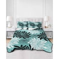 thumbnail image 2 of Twin Quilt Bedding Set, Teal Black Flowers Reversible Summer Quilt 3 Pieces, Modern Abstract Blooms Floral Lightweight Bedspreads Coverlets with 2 Pillow Shams for All Seasons, 2 of 5