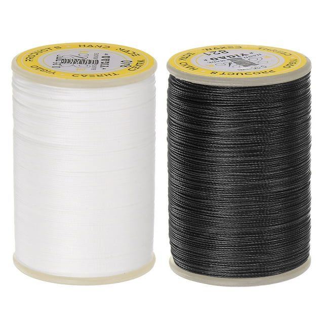 Unique Bargains 2 Pcs Fil à Coudre pour Rembourrage 328 Yards 300m Corde en Polyester, Blanc et Noir