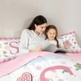 thumbnail image 5 of Manfei Personalized Letter S Full Size Comforter Sets,Christmas Monogrammed Theme Bedding Comforter Set,Pink White Bedding Sets For Girl Teens,Ultra Soft Bedroom Decor Reversible,3 Pieces, 5 of 8