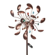 Wrought Iron Windmill - LED Light Petal Shape, Wind Spinner Wind Sculptures for Patio Lawn and Garden Let You Feel Different Visual Effects and Relax Your Mood