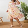 thumbnail image 4 of Femmes d'Été Bouffi Manches Robe de Bal Vintage Imprimé Col Carré Princesse Dentelle Tulle Taille Haute Robe Fluide, 4 of 5