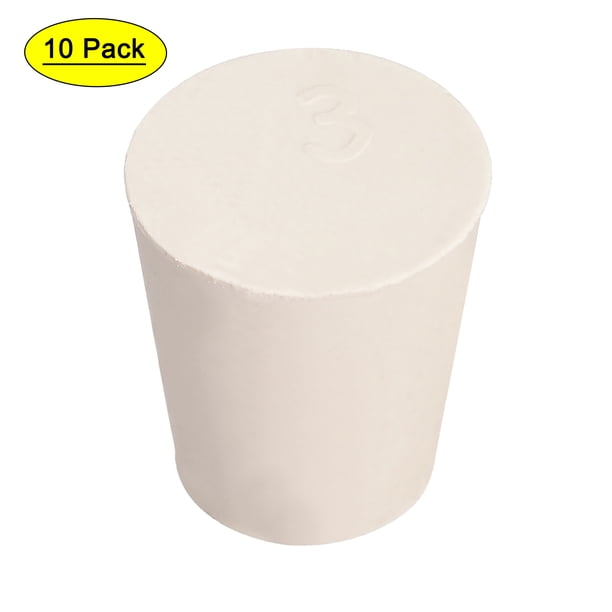 Tapón de Caucho Sólido con Forma Cónica Única para Tubo de Laboratorio 0.66" x 0.91" x 1.02" Blanco 10Pcs