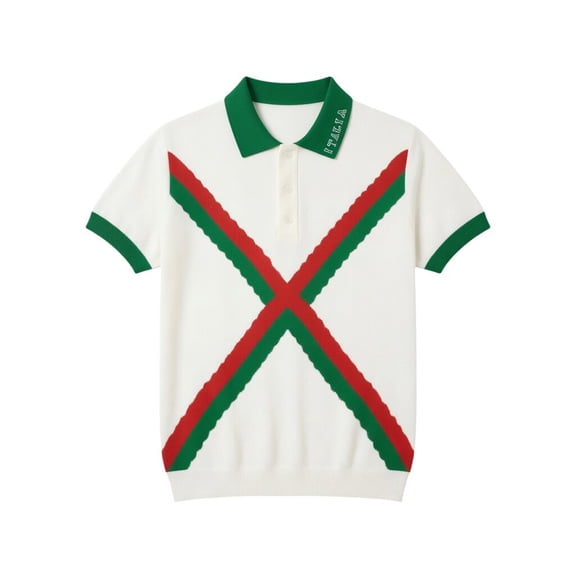 CONZONE Mens Polo Shirt Short Sleeve Casual Polo Shirts For Men Italian Day Graphic Collared Cozy Summer Golf Shirts