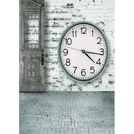 Image of ABPHOTO Polyester Vintage Brick Floor Clock Photography Backdrops Photo Props Studio Background 5x7ft